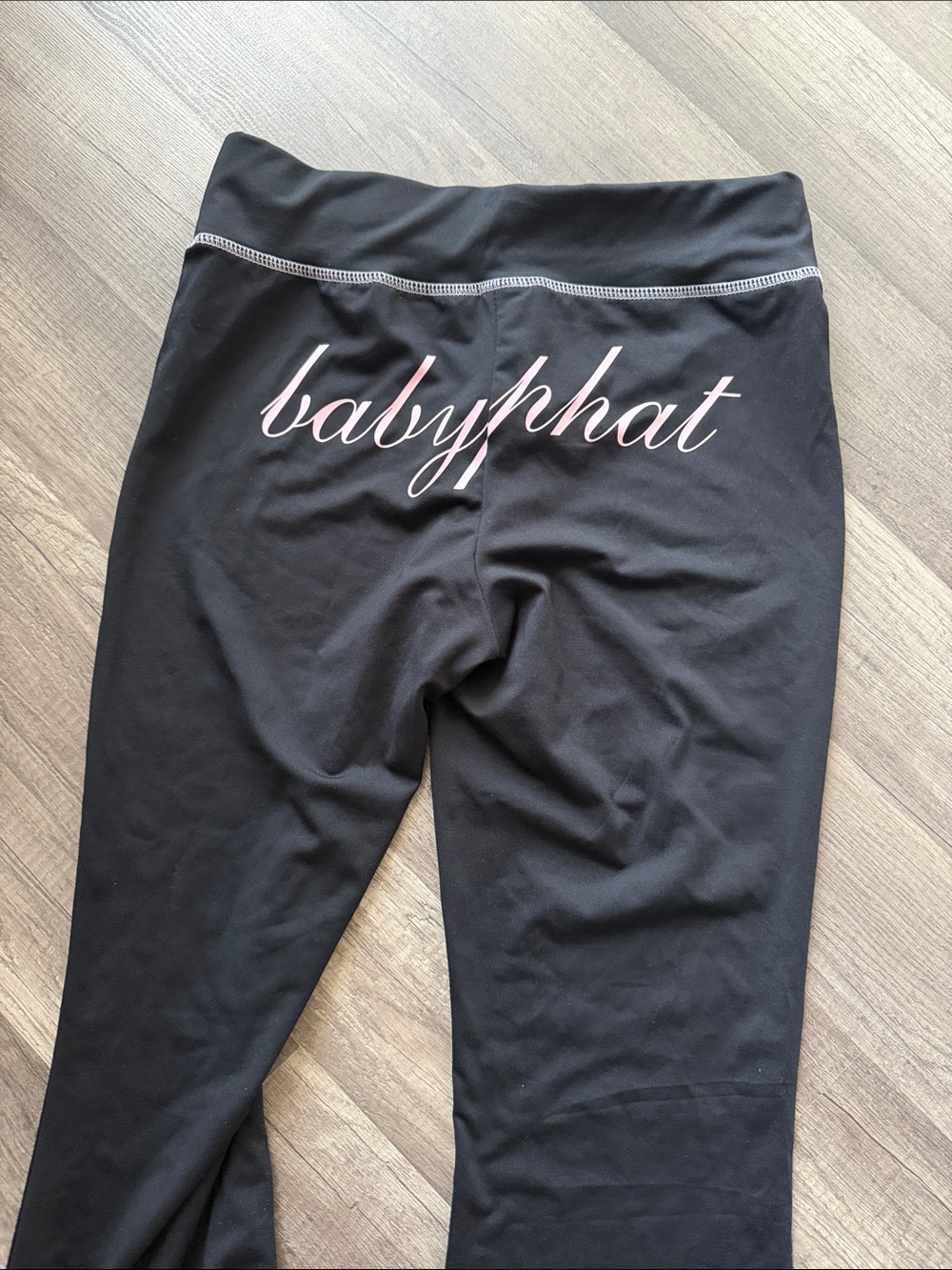 Baby Phat Black Leggings with Pink Logo Script